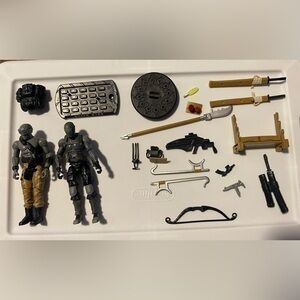 GI JOE Snake eye lot of 2 and weapons